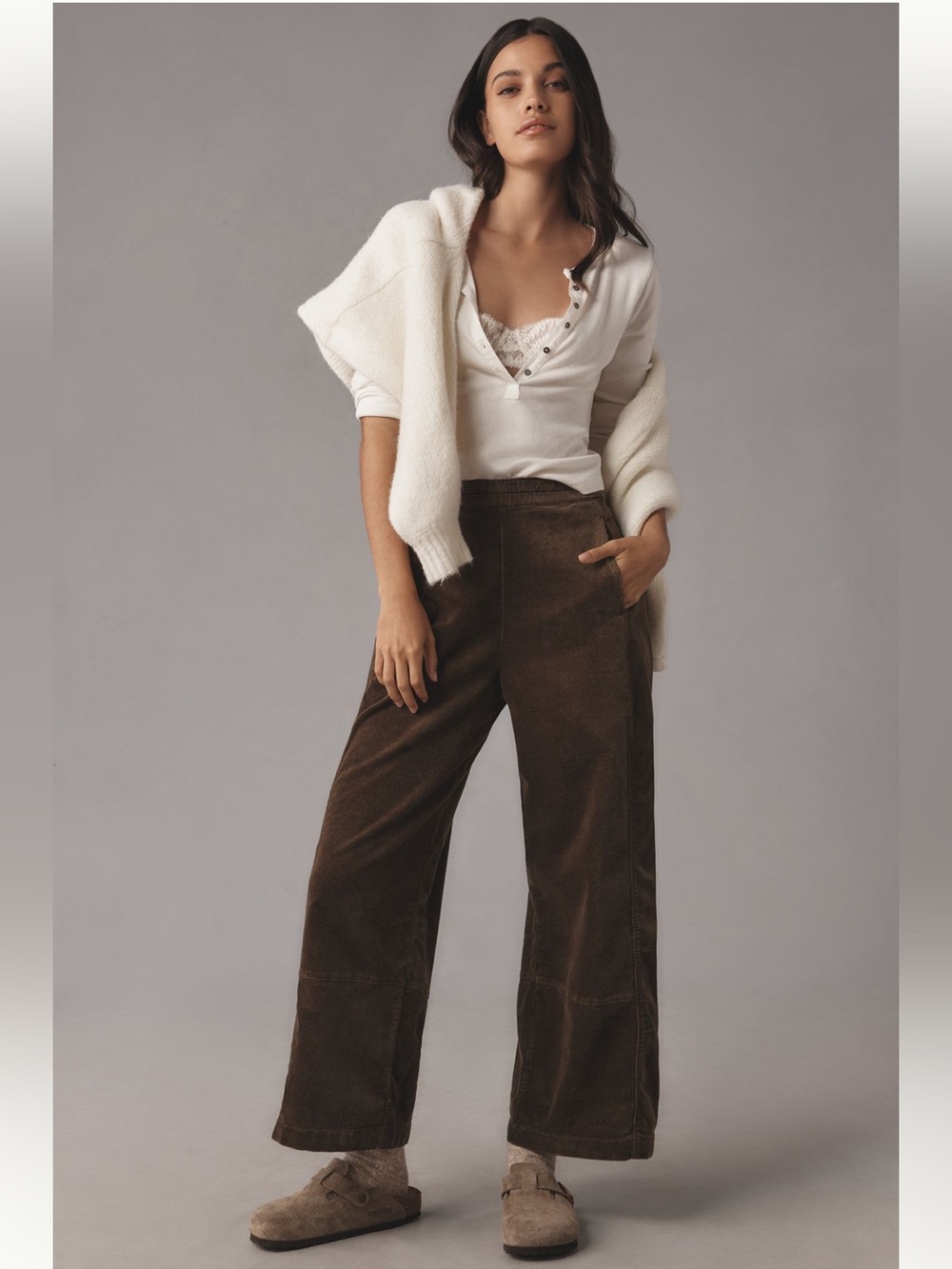 NWT Anthropologie Pilcro Izzie Relaxed Corduroy Pull-On Barrel Pants